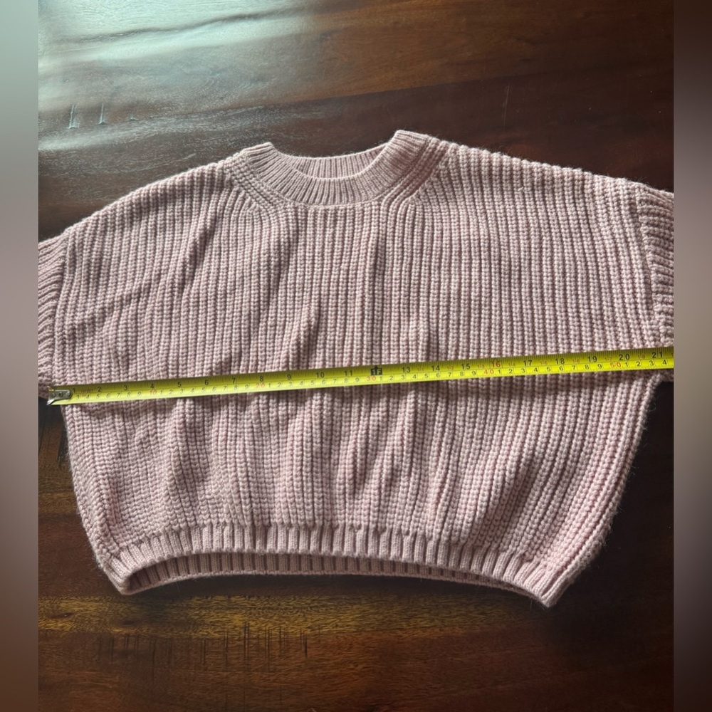 Elodie Cropped Ribbed Knit Sweater Pink Mauve Size M - Picture 6 of 8